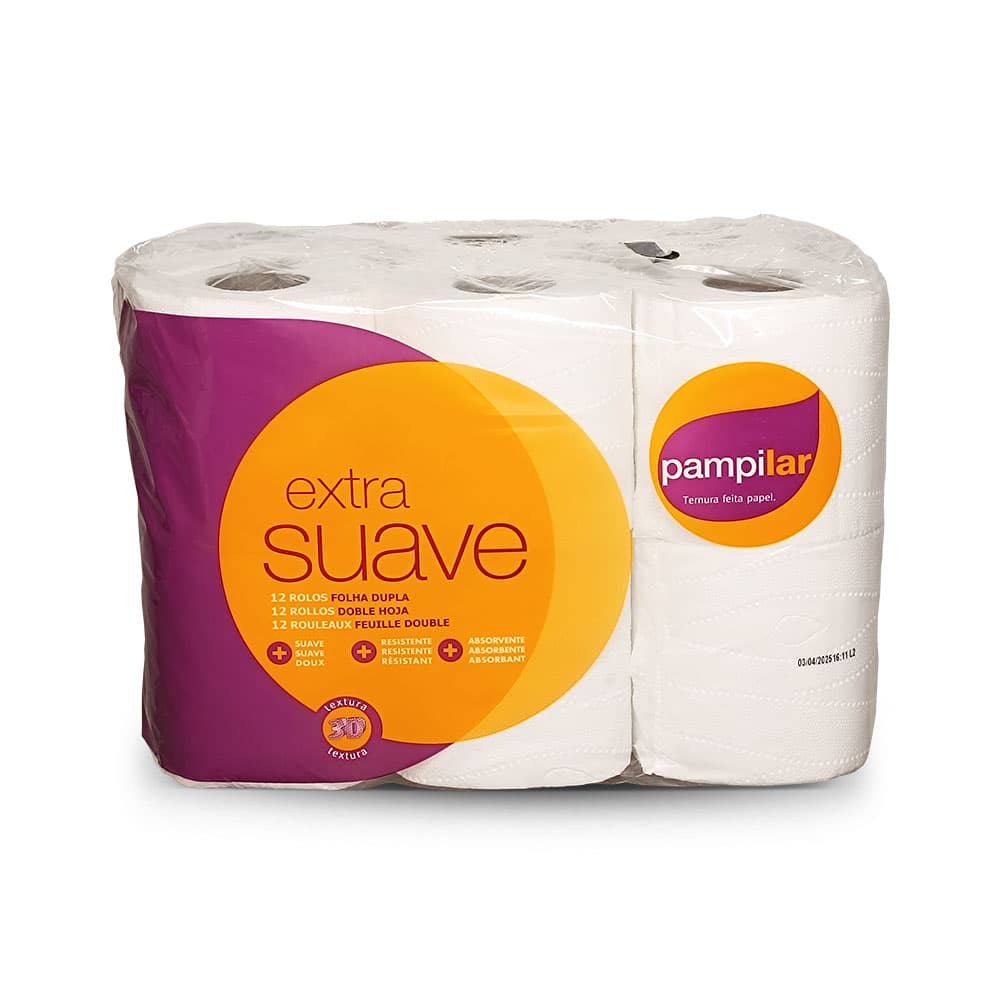 Papel Higiénico Doméstico 15,4mts 2Fls 31,5g PAMPILAR 12 Rls