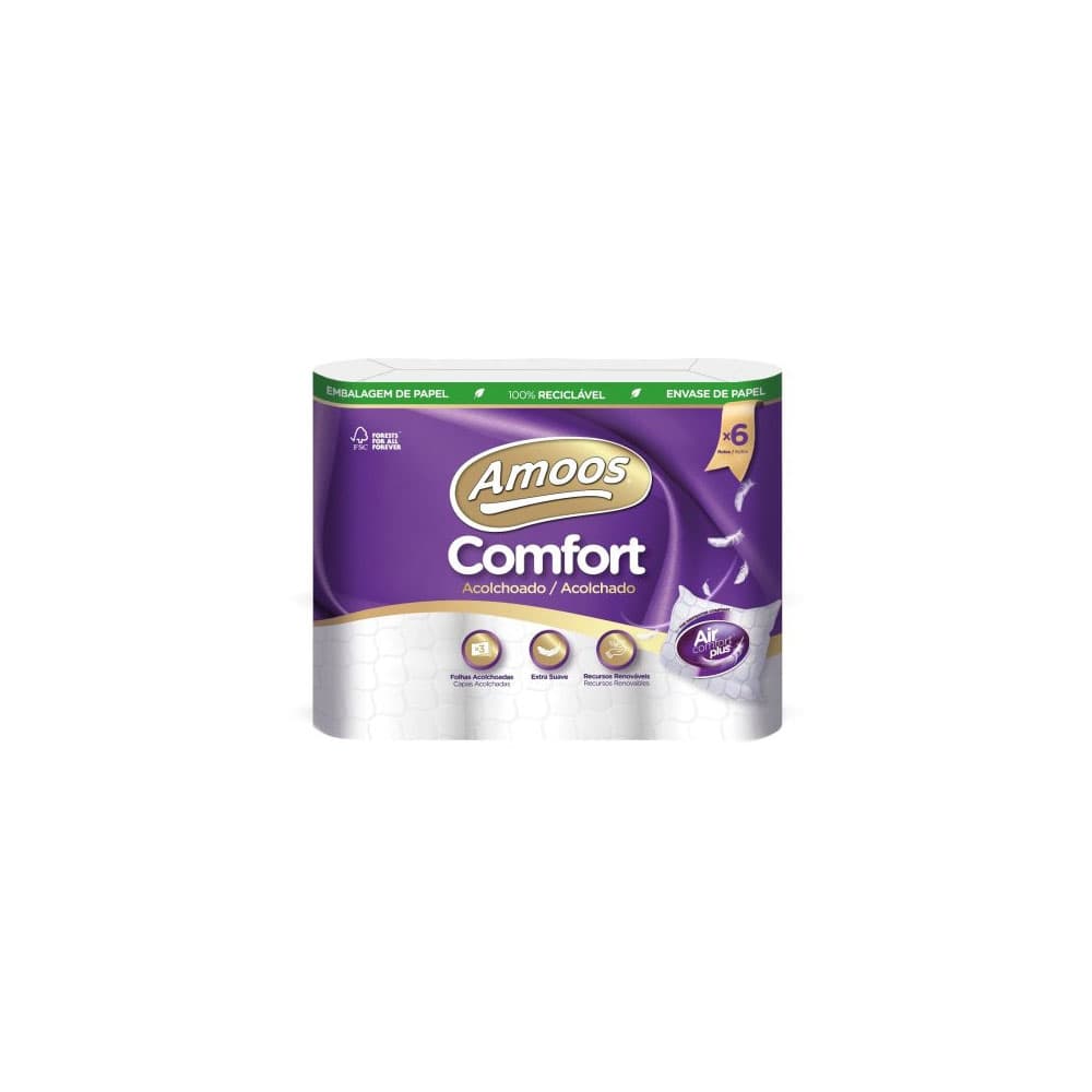 Papel Higiénico Doméstico 18mts 3Fls 48g Acolchoado 6 Rolos