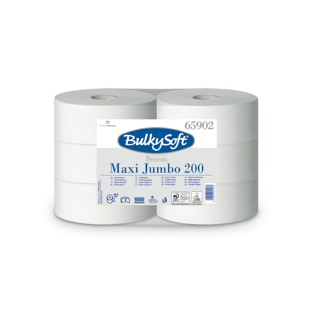 Papel Higiénico (Jumbo) 200mts 2Fls Bulkysoft Ex.Central 6un