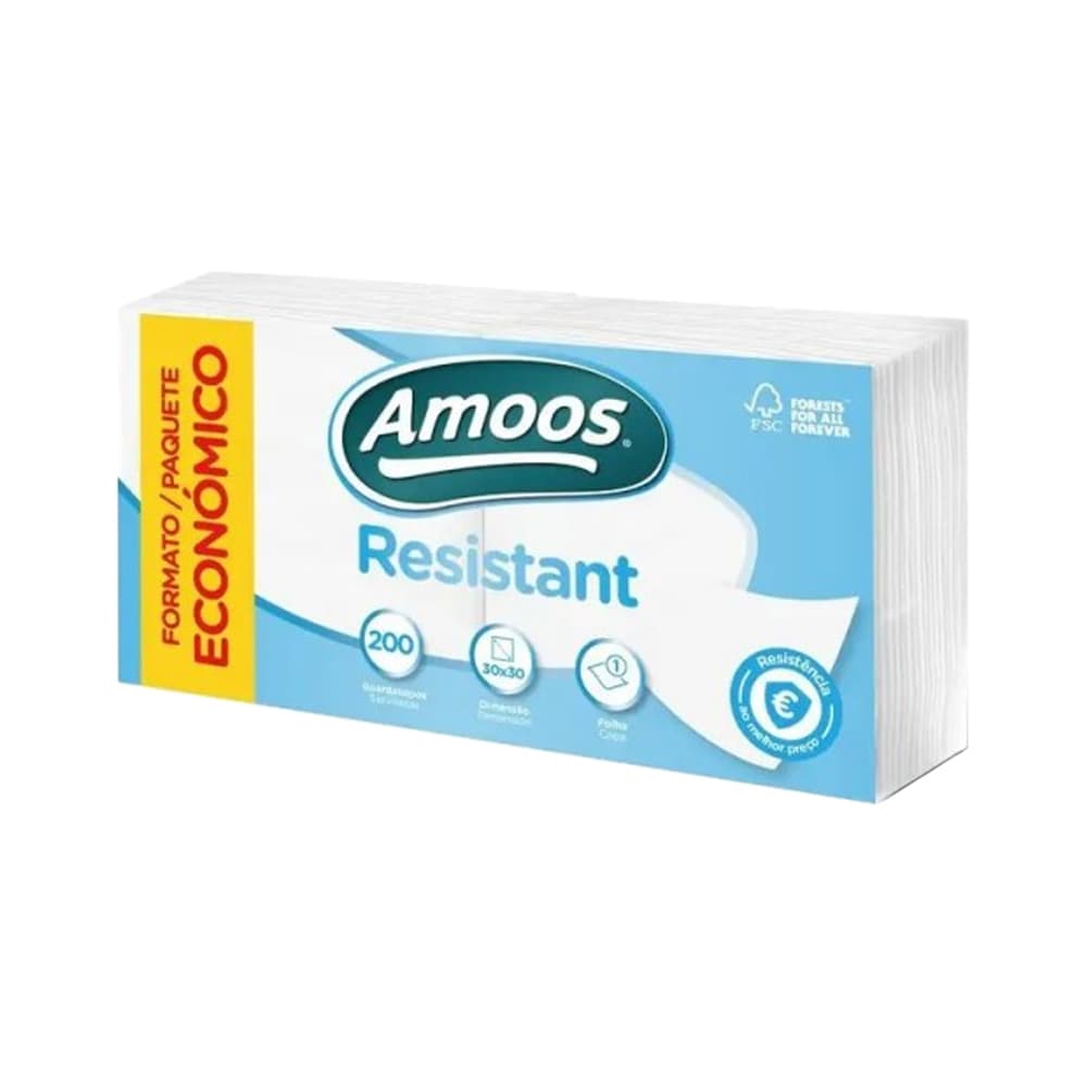 Guardanapos 30x30 1Fl Branco Amoos 200un (dobrado 15x15)