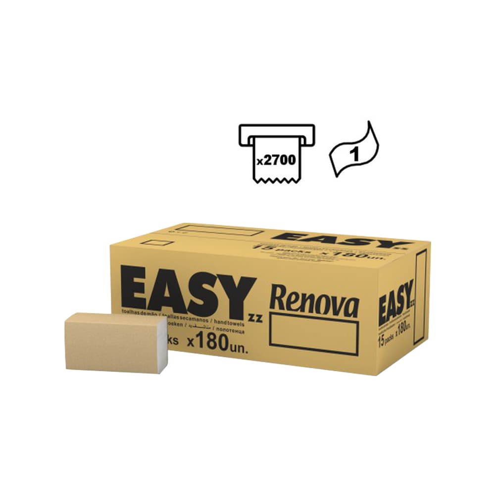 Toalhas Mão ZigZag 19x21,5cm 1F Renova Easy Natural 2700un