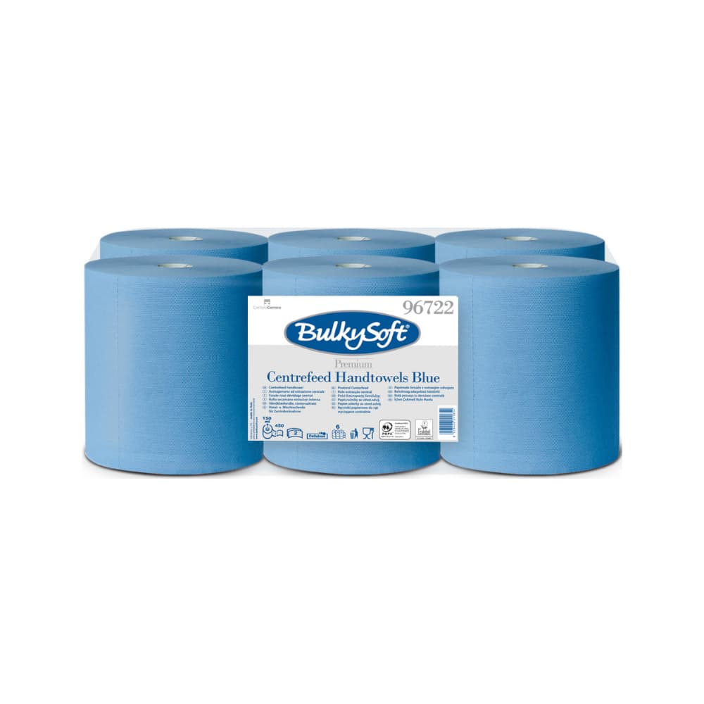 Rolo Toalhas Mão Azul 150mx19cm 2Fls BulkySoft Picotado 6un