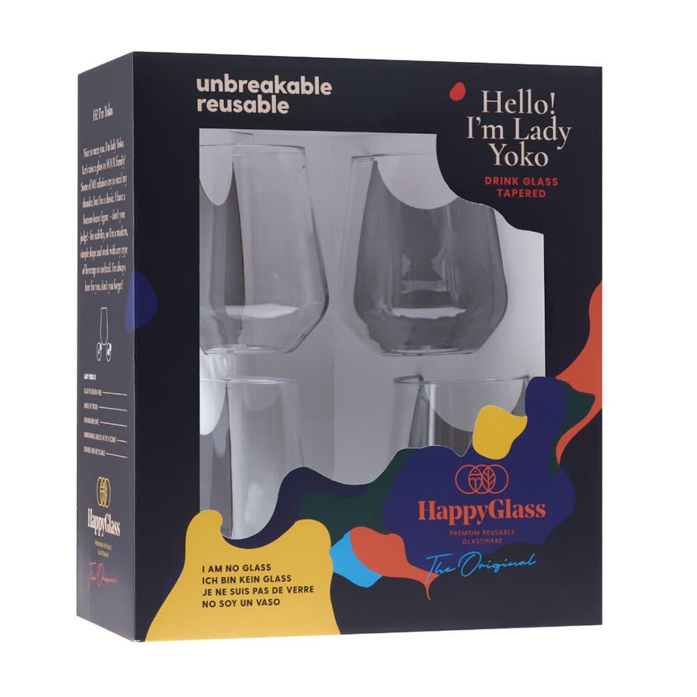 Copo Água em Tritan HappyGlass Lady Yoko 400ml 4un