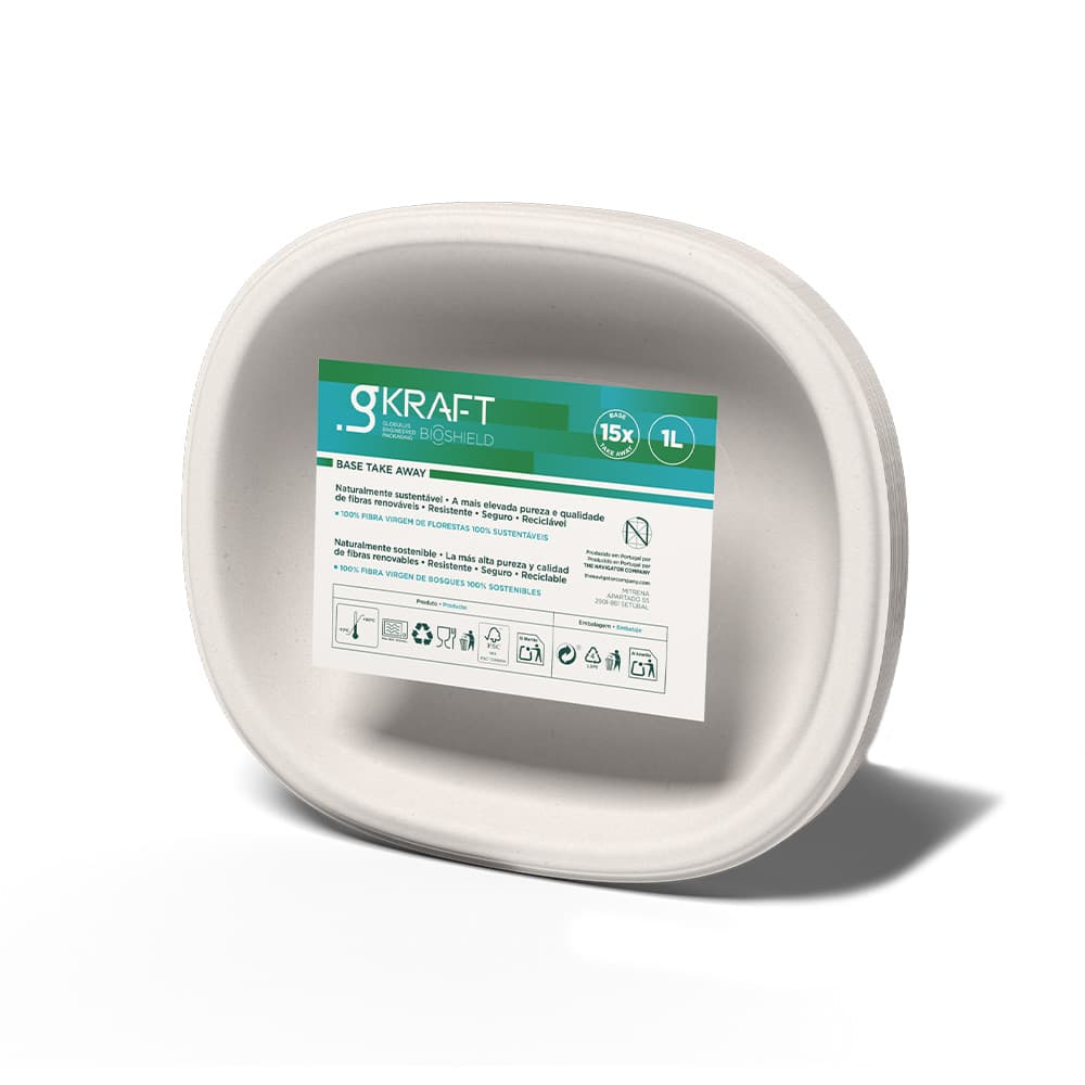 Embalagem Alimentar 1L Celulose s/Tampa Branco gKRAFT 15un