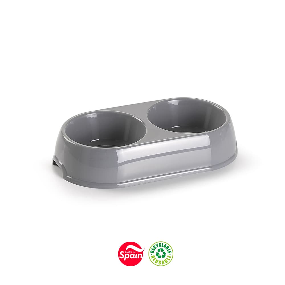 Comedouro Duplo Pequeno para Cão e Gato 25,5x14x5cm