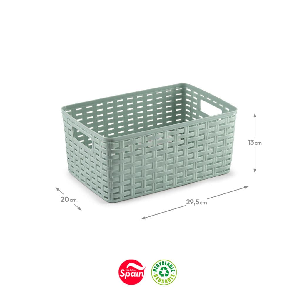 Caixa Arrumação Rattan Nº2 6L Verde Pastel