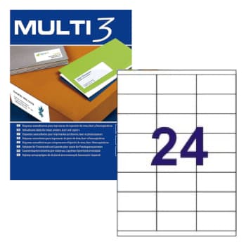 Etiquetas 070x035mm 100Fls A4 Multi3 2400un