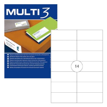 Etiquetas 105x042,4mm 100Fls A4 Multi3 1400un