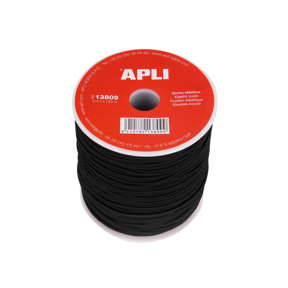 Elástico Fio Bobine Apli Preto 2mmx100m 1un