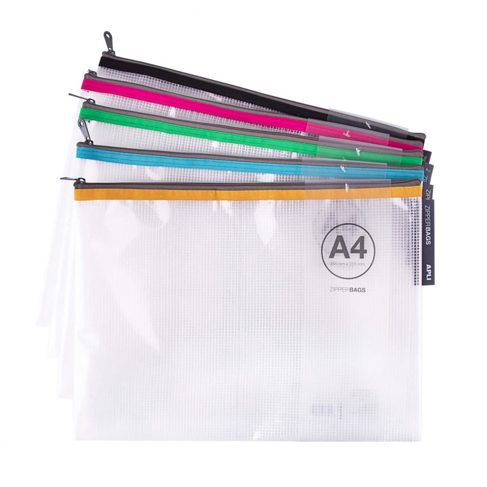 Bolsa A4 Fecho Correr Plástico APLI Cores Sortidas