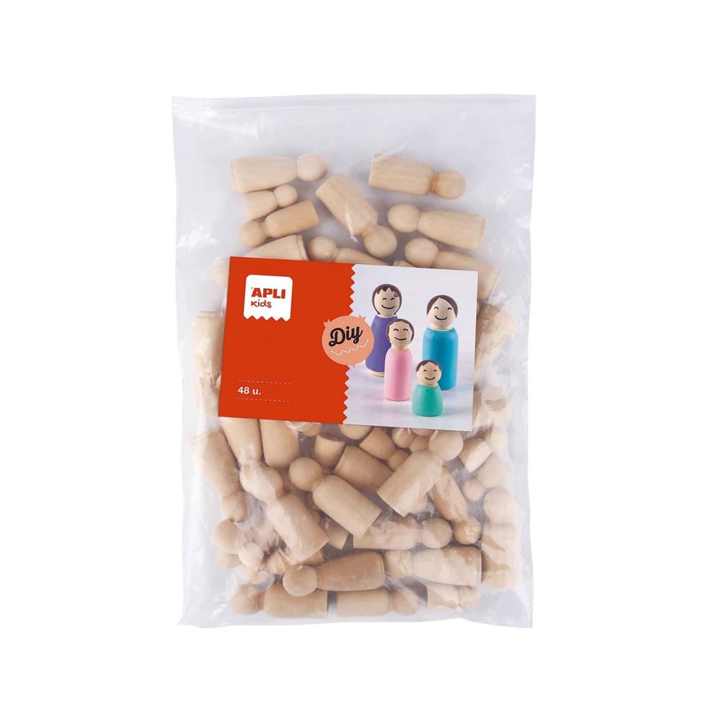 Bonecos Madeira (Manualidades) Apli Cor Natural 48un