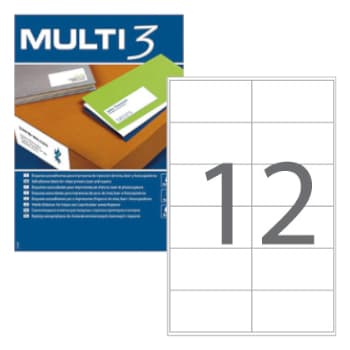 Etiquetas 097x042,4mm 100Fls A4 Multi3 1200un