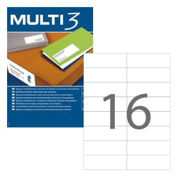 Etiquetas 105x037mm 100Fls A4 Multi3 1600un