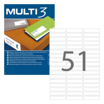 Etiquetas 070x016,9mm 100Fls A4 Multi3 5100un