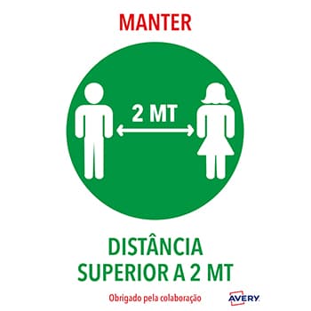 Sinalética Manter Distância Adesivo A4  2un