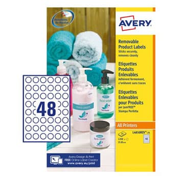 Etiquetas Redondas Removíveis 25mm Avery 25 Folhas 1200un