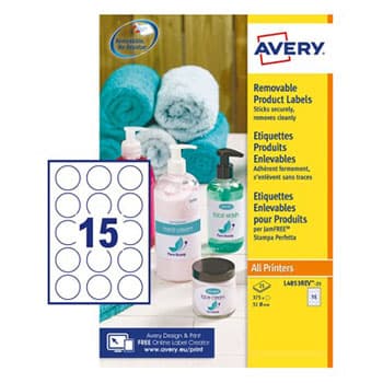 Etiquetas Redondas Removíveis 51mm Avery 25 Folhas 375un