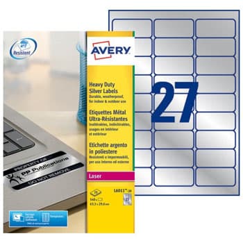 Etiquetas Resistentes 063,5x029,6mm 20Fls Prata Avery 540un