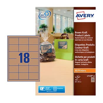 Etiquetas Kraft 062x042mm Avery 20 Folhas Castanho 360un