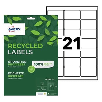 Etiquetas Recicladas 63,5x38,1mm Avery 15 Folhas 315un
