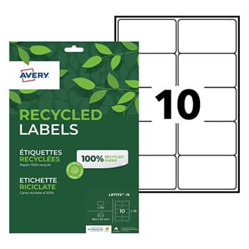 Etiquetas Recicladas 99,1x57mm Avery 15 Folhas 150un