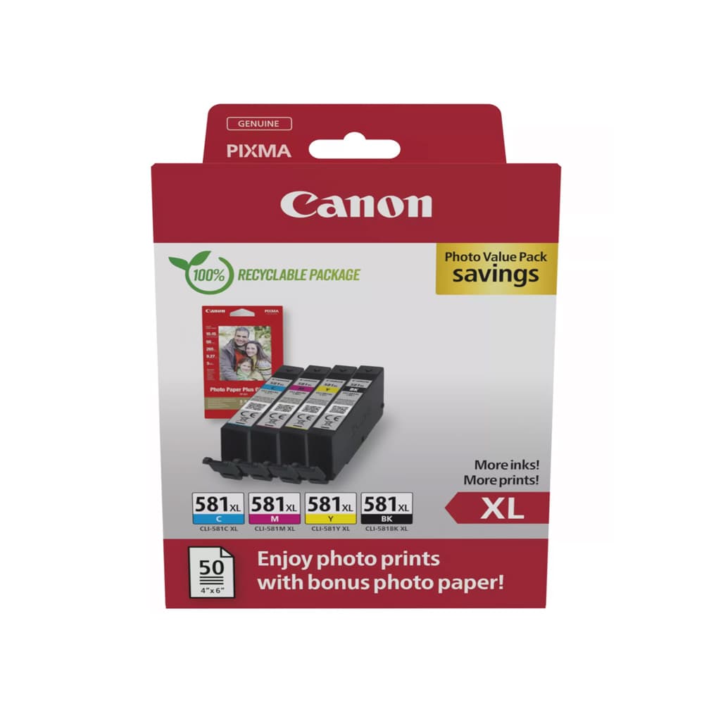 Pack Tinteiros Canon 581XL 4 Cores 2052C006 8,3ml