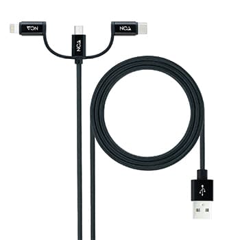 Cabo USB-A para Type-C / Lightning / micro-USB 1m