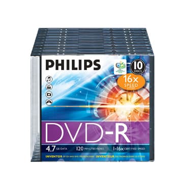 DVD-R 4.7GB 16x Philips Slim Case 10un