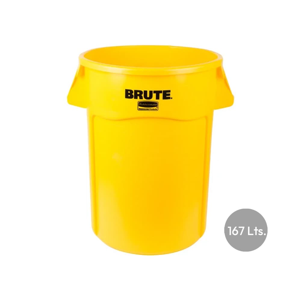 Contentor 167L Plástico Brute s/Tampa c/Canais Vent Amarelo