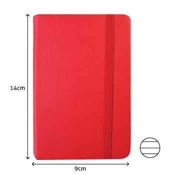 Bloco Notas Pautado 14x9cm Semi Pele Vermelho 116Fls